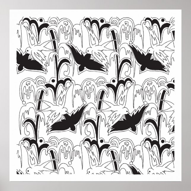 1920's Art Deco Birds Pattern Poster (Vorne)