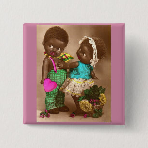 1920s Black Dolls in Love Button