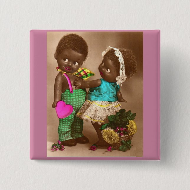 1920s Black Dolls in Love Button (Vorderseite)