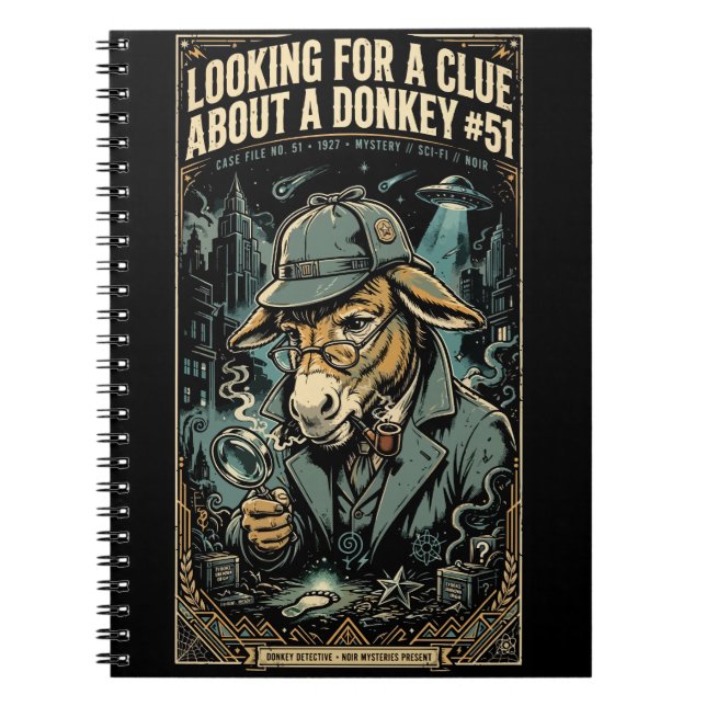 1920s Detective Donkey Noir Comic Notizblock (Vorderseite)