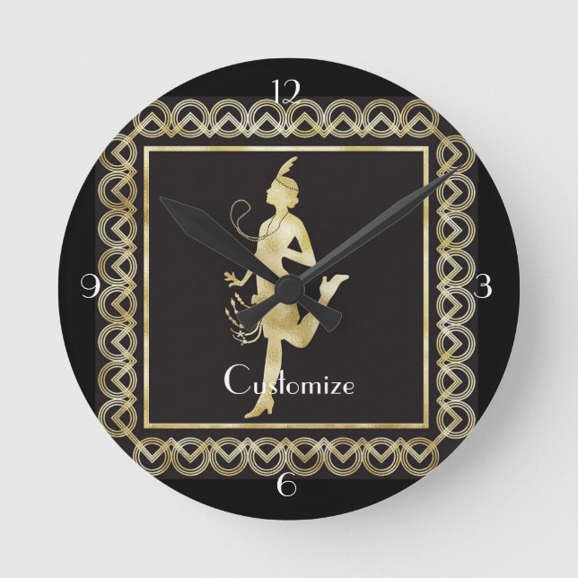 1920's Flapper Girl Thunder_Cove  Runde Wanduhr (Vorderseite)