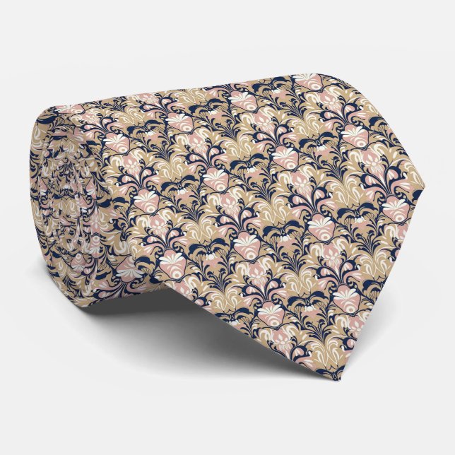 1920s Jazz-Age Floral Pattern Krawatte (Gerollt)