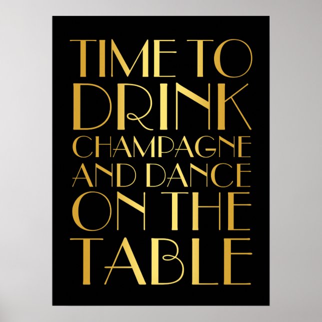 1920's Time to Drink Champagner Poster Gold (Vorne)