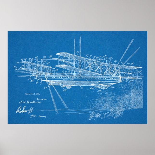 1921 Luftschiff-Flugzeug-Patentkunst Zeichnend Pri Poster (Vorne)
