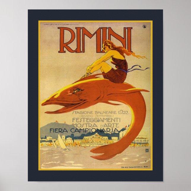 1922 Art Déco Rimini Kunstausstellung Ad Poster (Vorne)