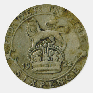 1922 Britischer Sixence-Aufkleber Runder Aufkleber