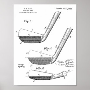 1922 Golfschlägerkopf-Design-Patent Kunstprint Poster