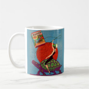1922 Murad-Zigaretten-Dame reitet auf einer Riesen Kaffeetasse