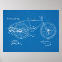 1922 Vintages Fahrrad Patent Blueprint Art Print