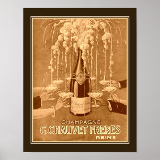 1923 Art Deco Champagne Ad. Poster