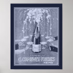 1923 Art-Déco-Champagner und Poster<br><div class="desc">1923,  Art Deco,  Werbung für G. Chauvet Freres in blau/weiß. In anderen Farben und Größen erhältlich.</div>