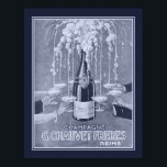 1923 Art-Déco-Champagner und Poster<br><div class="desc">1923,  Art Deco,  Werbung für G. Chauvet Freres in blau/weiß. In anderen Farben und Größen erhältlich.</div>