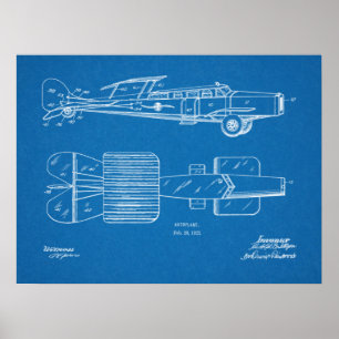 1923 Flugauto Autoplane Patent Kunst Zeichnung Dru Poster