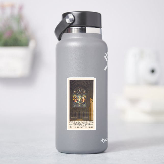 1923 Poster einer Kirche mit festgeklemmtem Glasfe Aufkleber (HydroFlask)