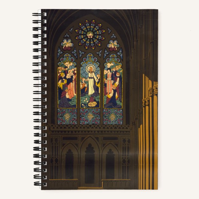 1923 Poster einer Kirche mit festgeklemmtem Glasfe Notizbuch (Vorderseite)