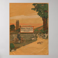1923 Vintag Mead Cycles Bicycles Ad Art Poster