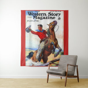 1924 Western Story Zeitschrift Titeldruck. Wandteppich