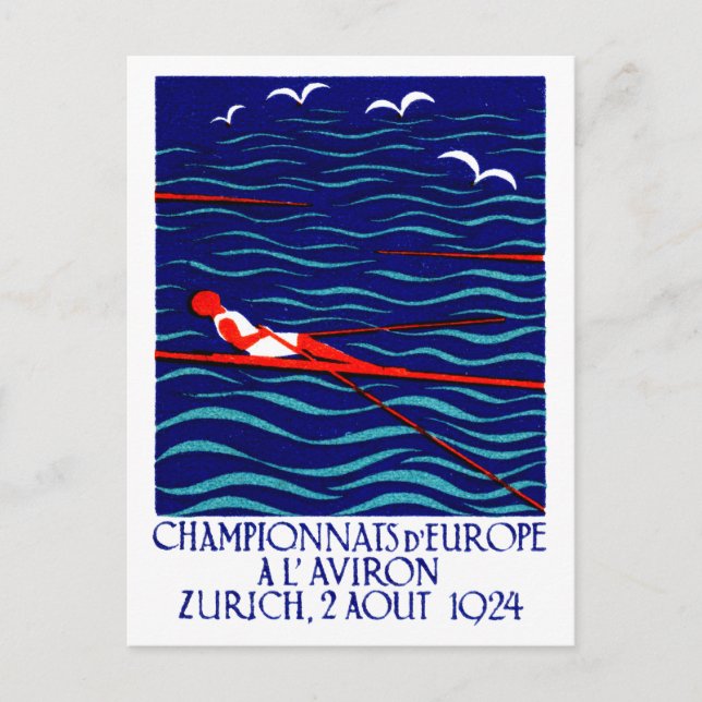 1924 Zürich-Ruderposter Postkarte (Vorderseite)
