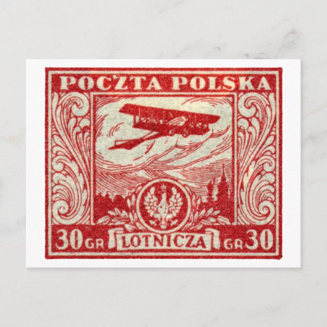 1925 30 gr polnische Luftpost-Briefmarke Postkarte (Vorderseite)