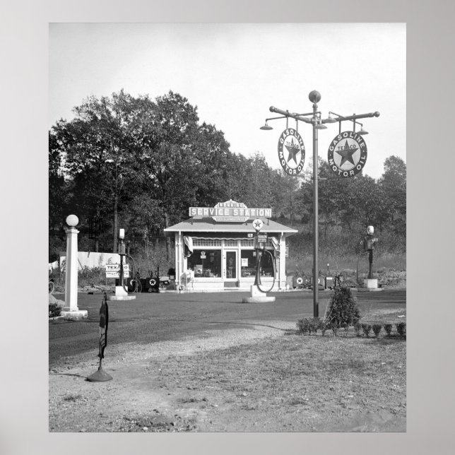 1925 alte Tankstelle Poster (Vorne)