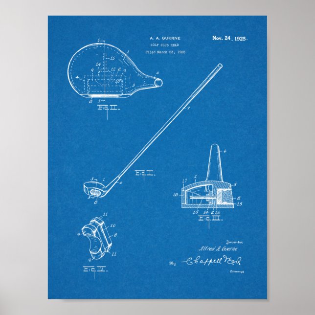 1925 Golf Club Patentkunst Zeichnend Printwerbung Poster (Vorne)