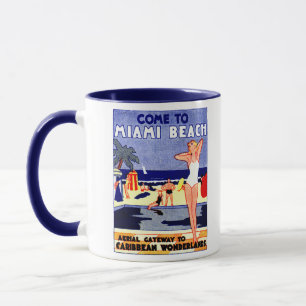 1925 Miami Beach Travel Poster Tasse