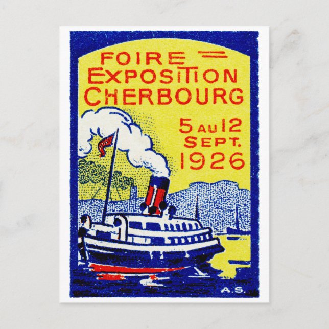 1926 Cherbourg Frankreich Poster Postkarte (Vorderseite)