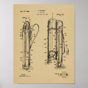 1926 Golfschläger-Caddie-Tasche Design-Patent-Kuns Poster