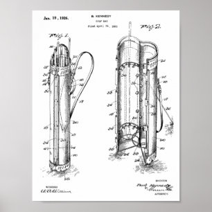 1926 Golfschläger-Caddytasche Design-Patent Kunstp Poster