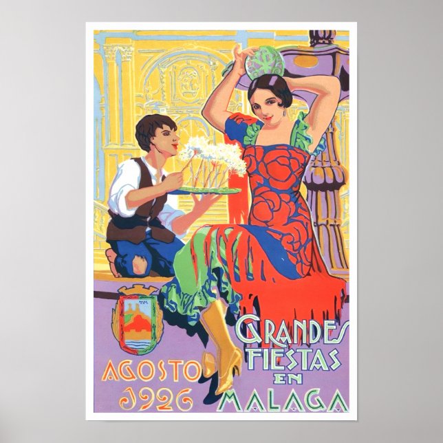 1926 Malaga Spanien Jahrgang Reise Poster (Vorne)