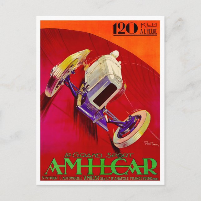 1927 Amilcar Vintage Rennad Postkarte (Vorderseite)