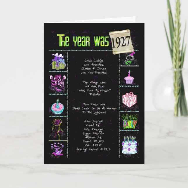 1927 Birthday Fun Facts Karte (Vorderseite)