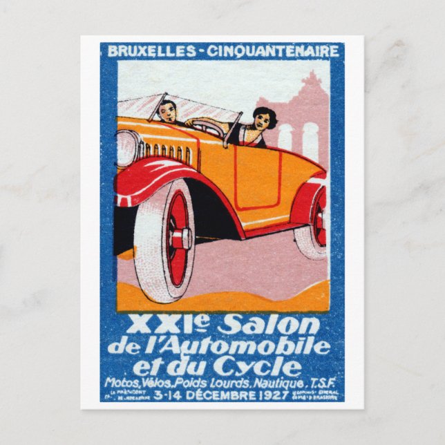 1927 Brüssel Automotive Exposition Postkarte (Vorderseite)