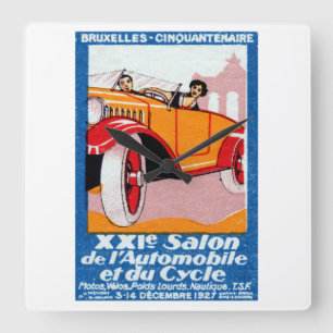 1927 Brüssel Automotive Exposition Quadratische Wanduhr