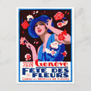 1927 Genfer Blume Ausstellungsposter Postkarte
