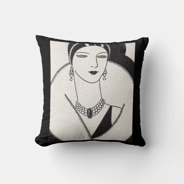 1928 Art Deko Dame Print Kissen (Vorderseite)