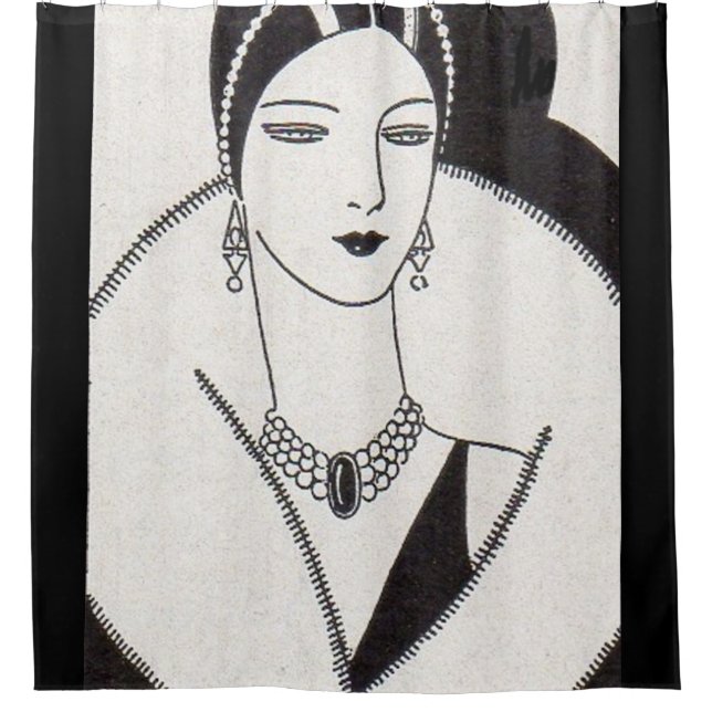 1928 Art Deko Print Duschvorhang (Vorderseite)
