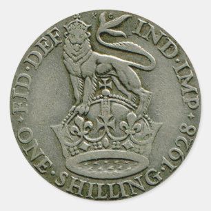 1928 Britischer Shilling-Aufkleber Runder Aufkleber