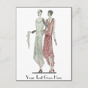 1928 Flapper Mode Postkarte