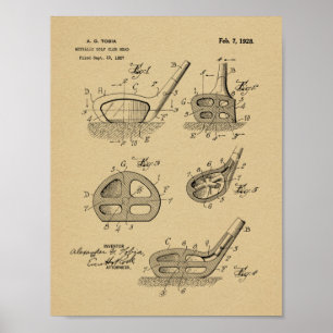 1928 Golfschlägerkopf-Design-Patent Kunstprint Poster