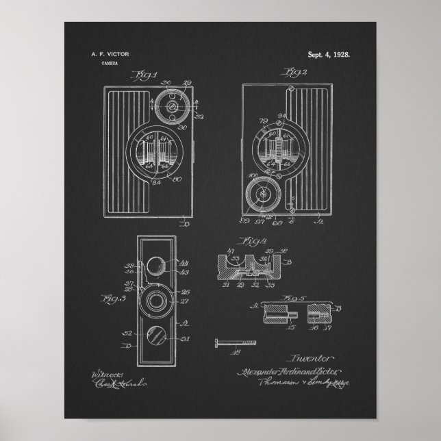 1928 Vintage Kamerapatentkunst Zeichnend Print Poster (Vorne)