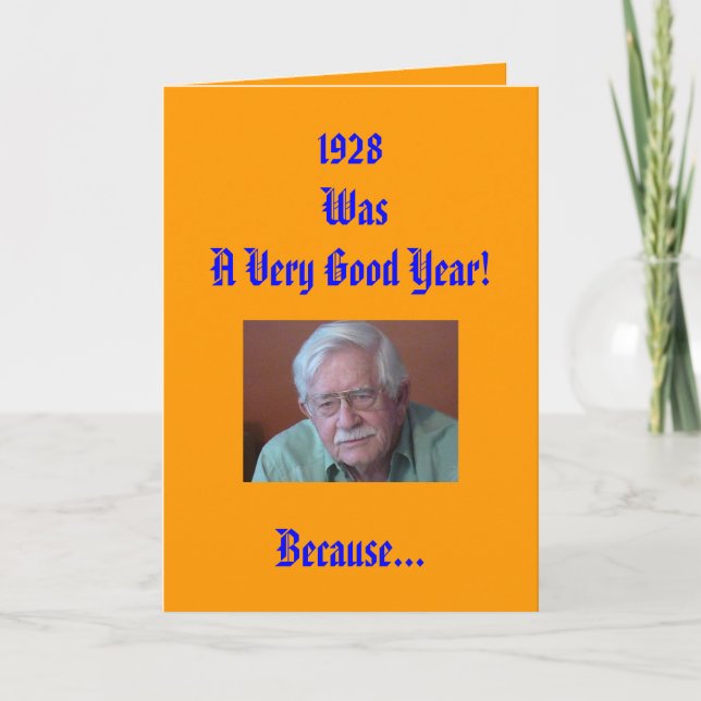 1928 war ein sehr gutes Jahr! Karte (Vorderseite)