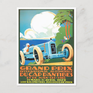 1929 Antibes Grand Prix historisches Rennen Postkarte