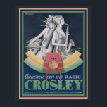 1929, Art Deco, Crosley Radio Ad Poster<br><div class="desc">1923,  Art Deco,  Werbung für Crosley Radio von Luciano Mauzan. Erhältlich in anderen Größen und auf Leinwand.</div>