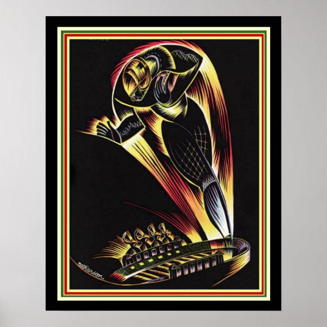 1929 Art Deco Football Poster 16 x 20 (Vorne)