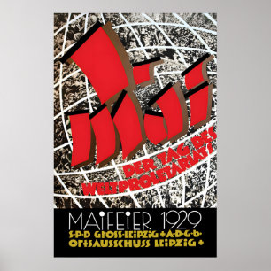 1929 Deutscher Tag der Arbeit Plakat Weimarer Repu