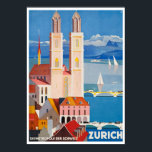 1929 SWITZERLAND Zurich Metropolis Travel Poster<br><div class="desc">Vintage 1929 travel poster by Otto Baumebreger promoting travel to Zurich,  'The Metropolis of Switzerland'.</div>