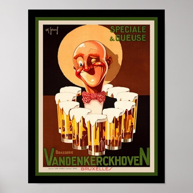 1930 Art Deco Belgische Bierwerbung Poster (Vorne)