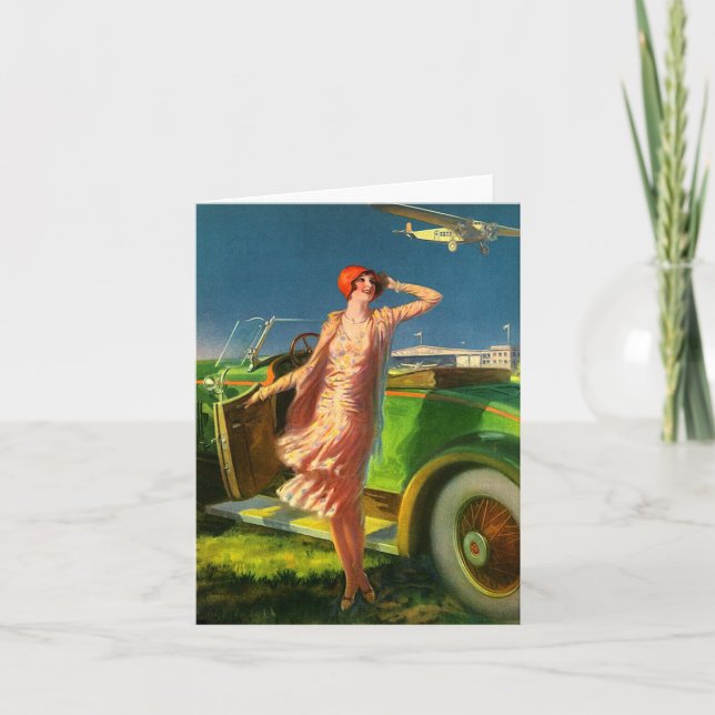 1930 femme voiture et avion (Devant)