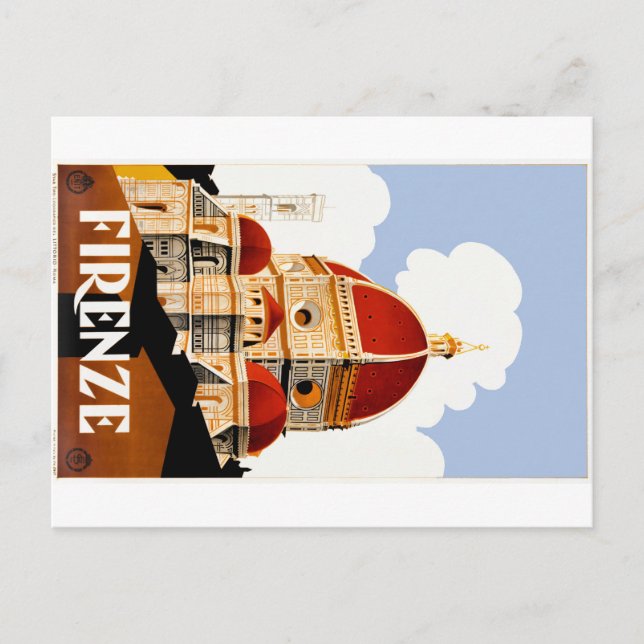 1930 Florenz Italien Duomo Reiseplakat Postkarte (Vorderseite)